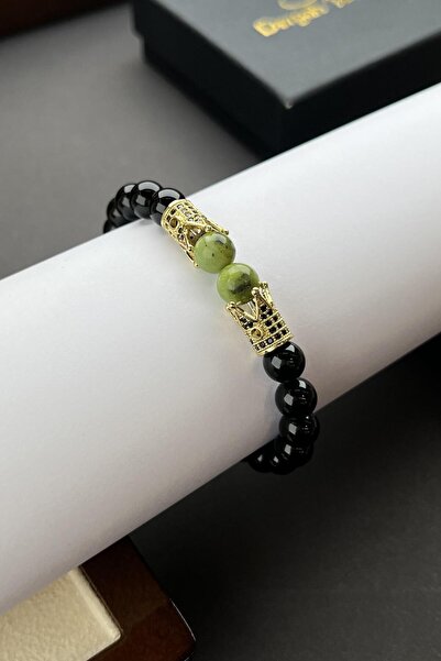 dergah tesbih Diamond Serisi Orjinal Oniks & Yeşim Taşı Bileklik