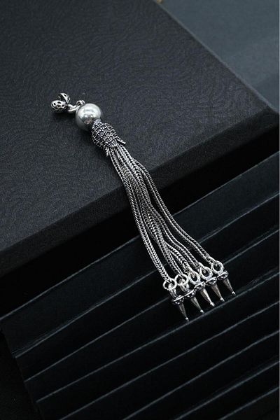 dergah tesbih Tulip Motif Glitter Silver Tassel