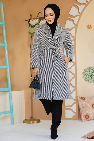 Neva Style Capac Striped Ecru Hijab 60012E