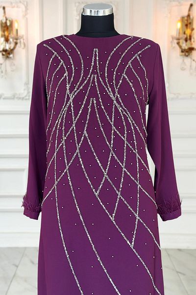 Amine Hüma Βραδινό φόρεμα Asude Plum Hijab