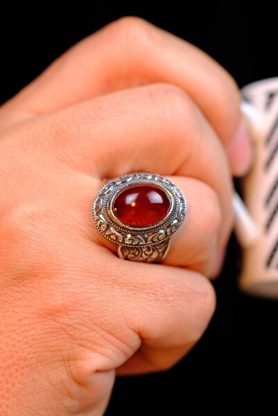 dergah tesbih Osmanlı Sıkma Kehribar Koleksiyonluk Gümüş Yüzük Usta El işçiliği (Sadettin)