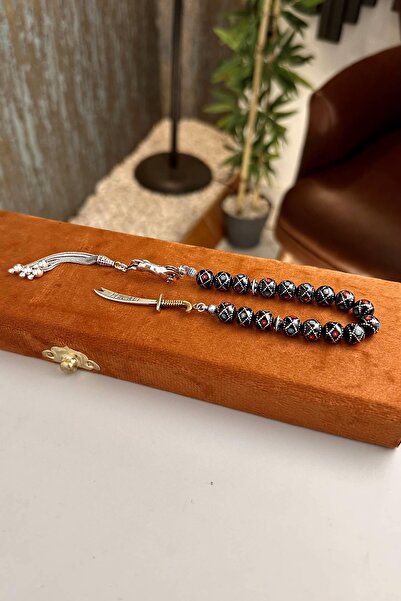 dergah tesbih Firuze Mercan Gümüş Püskül Zaza Oltu Taşı Tesbih