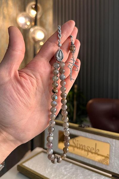 dergah tesbih Labradorite Natural Stone Silver Design Rosary