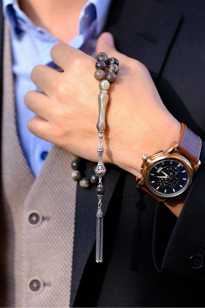 dergah tesbih Bostancı Series Silver Design Globe Bu-falo Boy-nuzu Prayer Beads