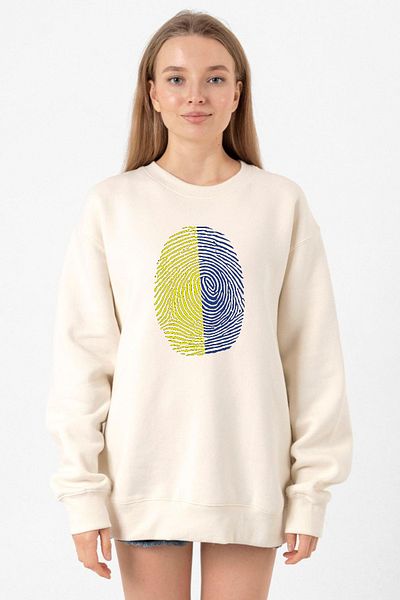 Tshirthane Yellow Navy Blue Fingerprint Ecru Women's 2Ip Sweatshirt