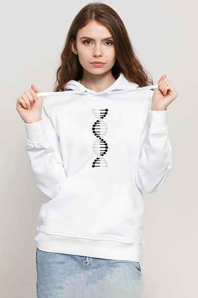 Tshirthane Black White Dna White Women's 3Ip Hooded Sweatshirt