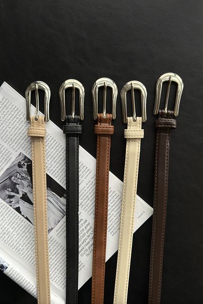 LEONAS Oval Pattern Buckle Women's Belt Brown