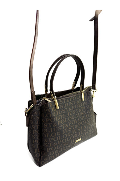 Just Polo Women's Monogram Printed Original Hand and Shoulder Bag with Adjust...