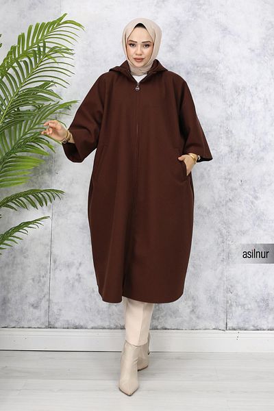 ASİLNUR Brown Stamp Poncho