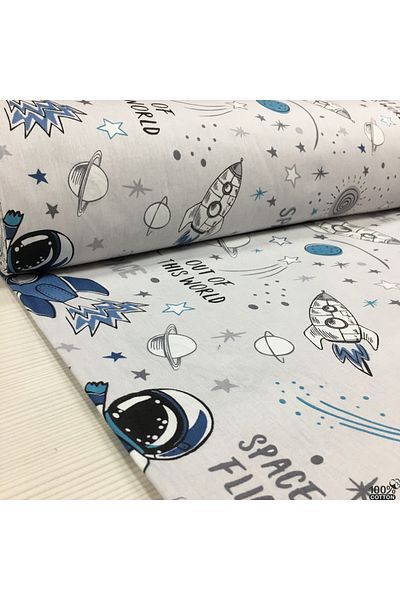 Renk Tekstil Astronaut Galaxy Pattern Φυσικό 100% βαμβακερό ύφασμα ποπλίνα μέτρου