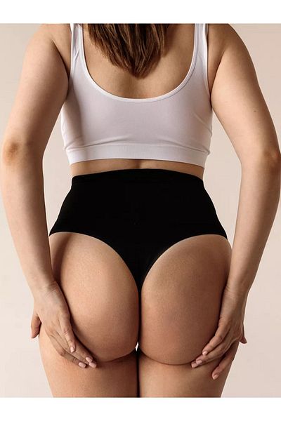 MİSTİRİK Μοντέλα Montela Model Seamles Μοντέλο πλεκτό στρινγκ εσώρουχο μαύρο χρώμα