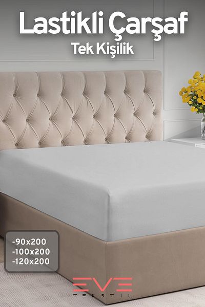 Eve Tekstil 100% Natural Cotton Single Rainforce Fabric Elastic Sheet and Pillowcase Set