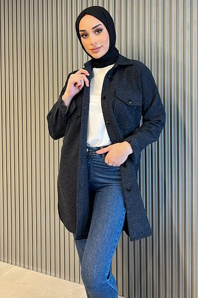 julude Smoked Stamp Long Hijab Tunic