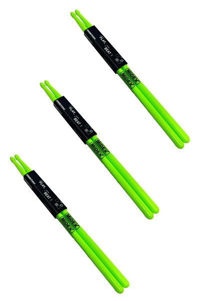 Midex GFK-801LGR-3X 5A Палки за барабани, нечупливи полиемидни, светло зелени, цвят 5A, 6 броя