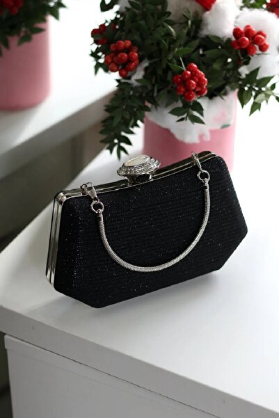 GUİZA Geantă neagră pentru rochie de seară Cupra Glitter - Blocare specială ș...