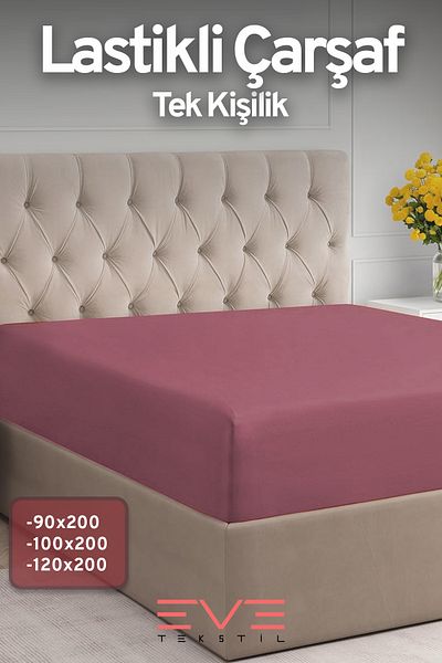Eve Tekstil 100% Natural Cotton Single Rainforce Fabric Elastic Sheet and Pillowcase Set