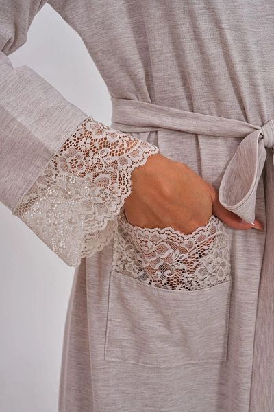 Mecit Pijama Γυναικείο φόρεμα από βαμβακερό μακρύ μήκος με δεμένα μανίκια και τσέπες με κορδόνια