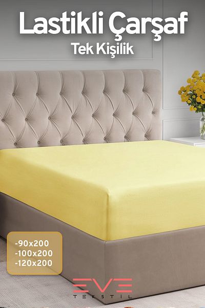 Eve Tekstil 100% Natural Cotton Single Rainforce Fabric Elastic Sheet and Pillowcase Set