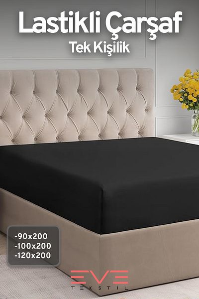 Eve Tekstil 100% Natural Cotton Single Rainforce Fabric Elastic Sheet and Pillowcase Set