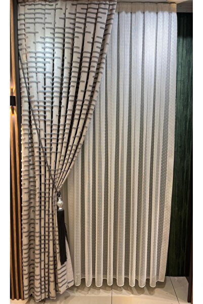 Epay PONPON PORDE ZİNCİR PERDE ÇİZGİLİ PERDE TÜL PERDE SADE PERDE (1,2.5) ORT...