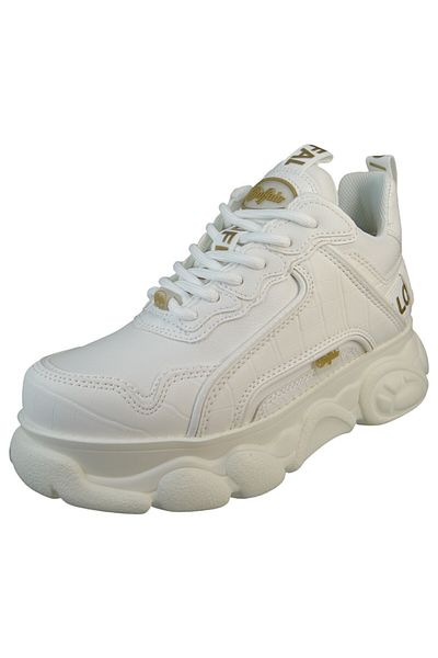 Buffalo Damen Low Sneaker Low Top 1636179 Weiß White Gold Kunstleder