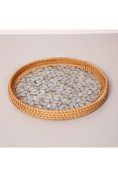 Mylamp مجردة 30x3 سم صينية الروطان بيرليسسينت وديكور الحائط