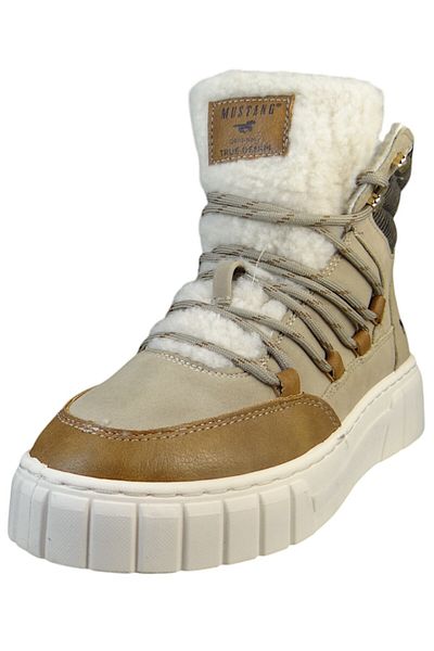 Mustang Damen Mid Sneaker 1446601 Grau 318 Taupe Lederimitat/ Textil