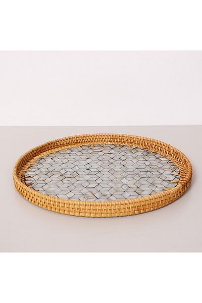Mylamp مجردة 35x3 سم صينية الروطان بيرليسسينت وديكور الحائط