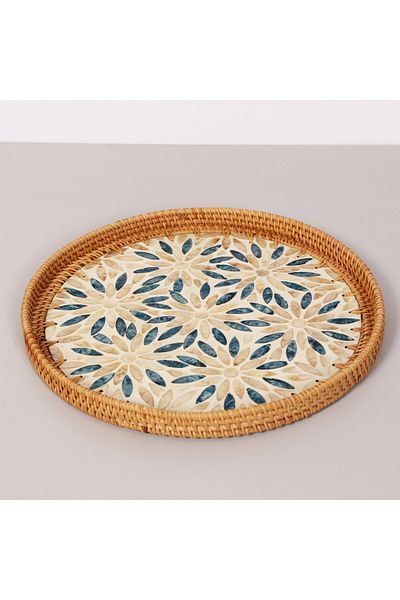 Mylamp صينية لؤلؤية مقاس 35 × 3 سم من الروطان لتزيين الحائط