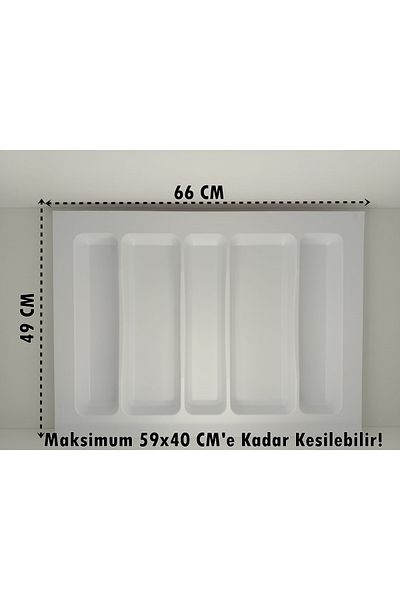 almital mobilya aksesuarları furniture accessories Λευκό συρτάρι 65x49 cm - 5 θήκες, δωρεάν κοπή κουταλιού
