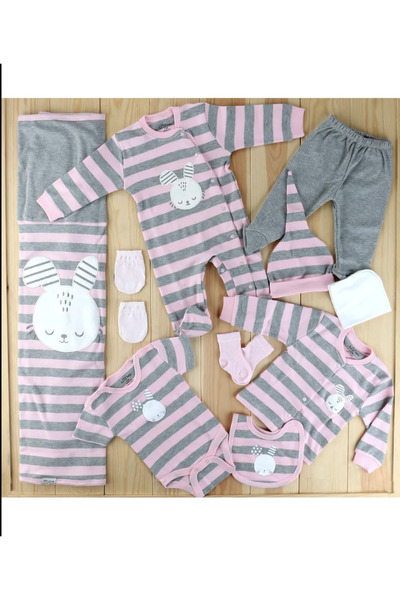 Aziz Bebe UX21LO/010239 10'Lu Set Pembe-Gri