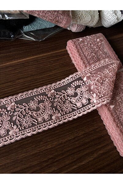 Butik Klasik Güpür ara desen pembe renk imza tekstil top 9 metre