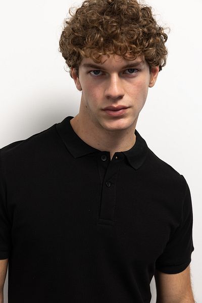GIESTO ΜΠΛΟΥΖΑ POLO COLLAR - ΜΑΥΡΟ