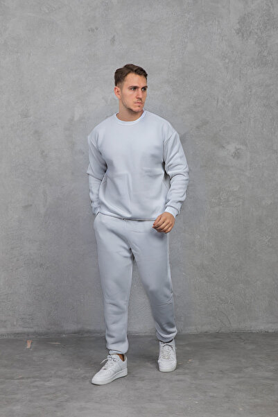 YAKAMEL Ανδρικό σετ φόρμας με λαιμόκοψη ποδηλάτου, oversized, χαλαρό και άνετο