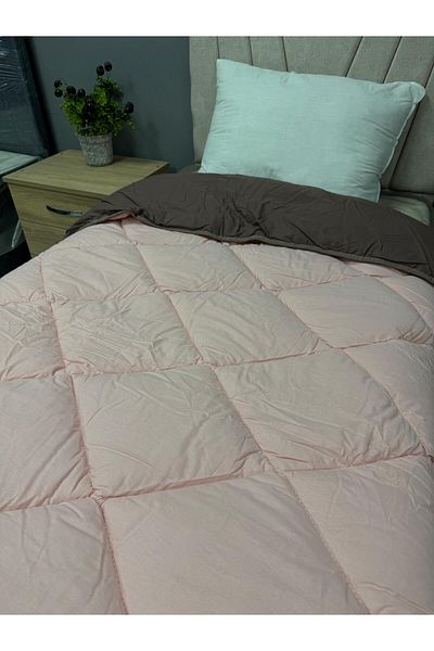 Clasy 100% Cotton Ranforce Single Quilt Double Sided Brown-Pink Plain Pattern