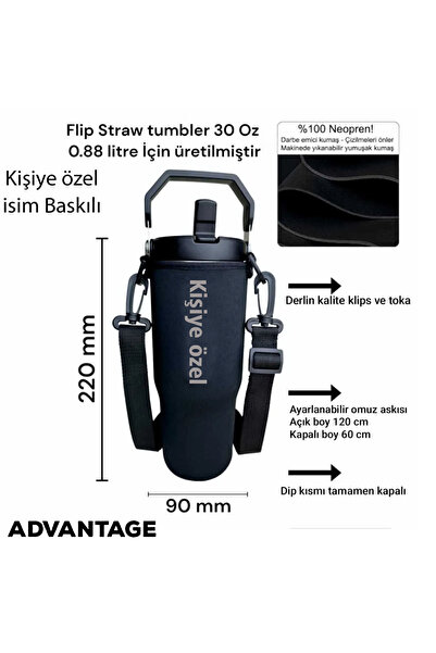 Advantage Flip Straw Tumbler 0.88 Litre Neopren Termos Kılıfı Ve Omuz Askısı ...