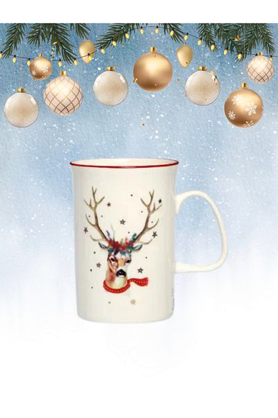 Porland White Deer Printed Mug 325cc