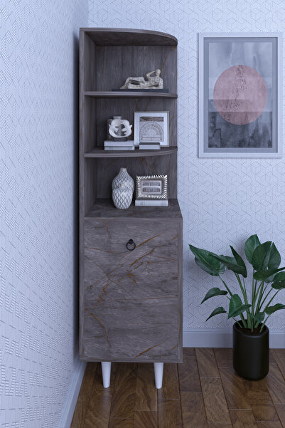 moka park avm 3 Raflı Tek Kapaklı Modern Ayaklı Vitrin Gümüşlük Çok Amaçlı Dolap