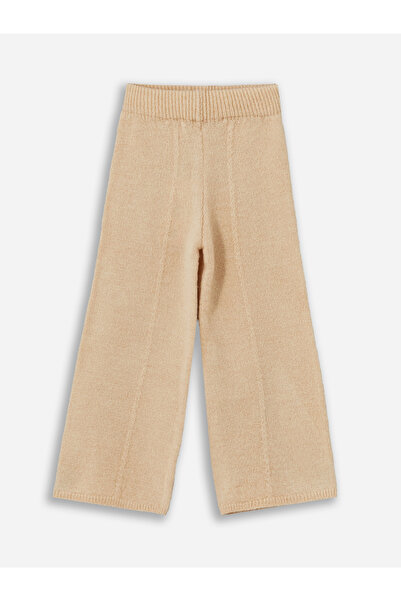 Dexia Plain Trousers - Beli Lastikli Triko Pantolon - Bej Renk
