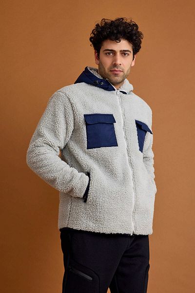 Scorp Ανδρικό Γκρι Λούτρινο Παλτό - Vortex Hooded