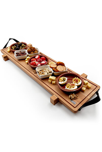 LİVİNGSTORE Industrial Living ayaklı massif kayın ahşap sunumluk -Meze ve peynir sofra sunumluğu