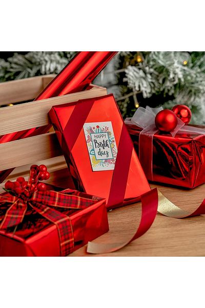 MERT AMBALAJ ÜRÜNLERİ 30x45 Red Adhesive Metalized Gift Bag Metallic Red Gift Packaging Package 10 Pcs
