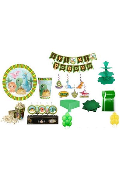 DÜVENCİ TİCARET Dinosaur Birthday Set for 16 People