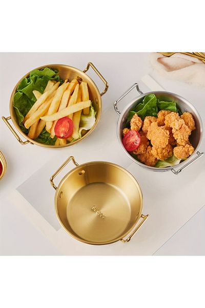 nunum store 1 Piece Steel Gold Mini Presentation Pan (10 cm)
