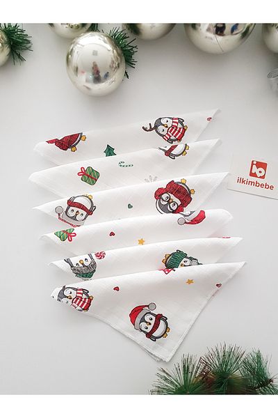 ilkimbebe Christmas Penguin Set of 7 Muslin Baby Mouth Wipes