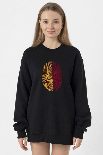 Tshirthane Yellow Red Fingerprint Black Women's 2Ip Sweatshirt