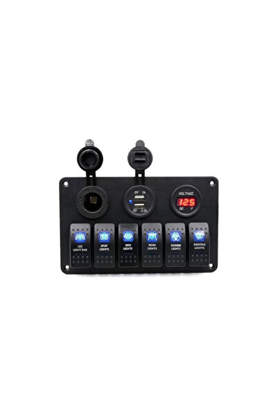 Genel Markalar Switch Panel 6'lı 12 V Usb Voltmetre
