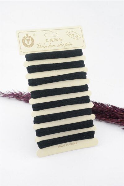 By Zeyna Aksesuar Γυναικείο Σετ με 8 Μαύρες Λαστιχένιες Πόρπες