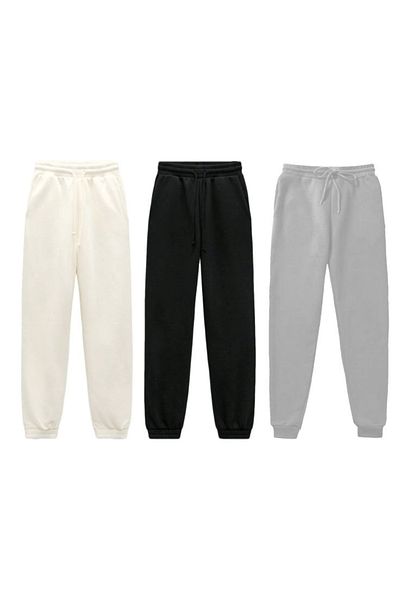 FUNSTYLE Set de 3 pantaloni de trening din bumbac cu picior elastic de iarnă