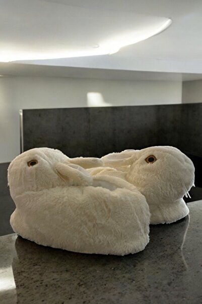 HAKKE Tavşan Figürlü Peluş Panduflu Unisex Ev Terliği